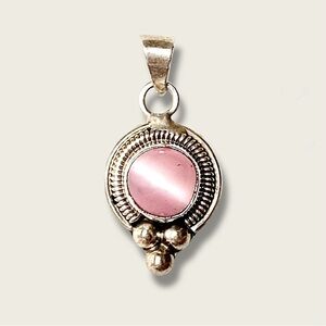 925 Sterling Silver Pendant Pink Silver
